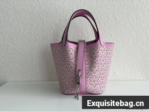 Hermes Mini Picotin 14 Lock Bags Original Swift Leather PL5302 Flower Pink