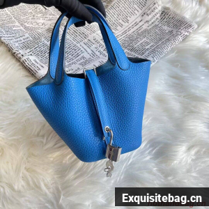 Hermes Mini Picotin 14 Lock Bags Original Togo Leather PL5302 Blue