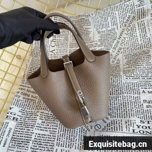 Hermes Mini Picotin 14 Lock Bags Original Togo Leather PL5302 Dark Gray