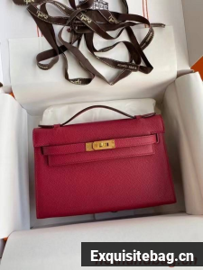 Hermes Original Epsom Leather KEL2278 purplish&gold-Tone Metal