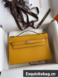 Hermes Original Epsom Leather KEL2278 yellow&gold-Tone Metal