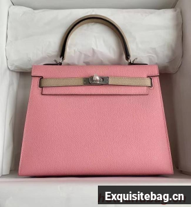 Hermes Original Epsom Leather KEL2578 pink&light grey