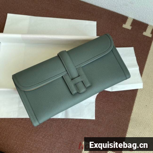 Hermes Original Espom Leather Clutch 37088 Almond green