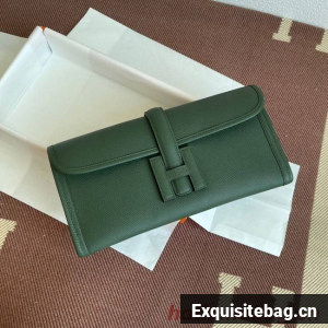 Hermes Original Espom Leather Clutch 37088 blackish green