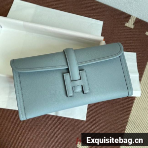 Hermes Original Espom Leather Clutch 37088 light blue