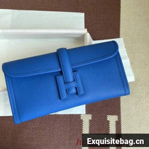 Hermes Original Espom Leather Clutch 37088 optic blue