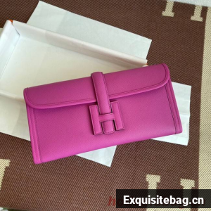 Hermes Original Espom Leather Clutch 37088 plum blossom