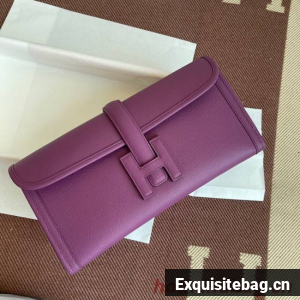 Hermes Original Espom Leather Clutch 37088 purple