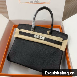 Hermes Original Togo Leather 30CM HB30O Black&Silver Hardware