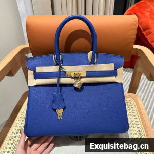 Hermes Bikin 30CM Original Togo Leather HB30O Blue