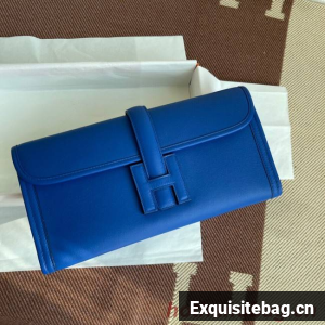 Hermes Original jige swift Leather Clutch 37088 Electro optic blue