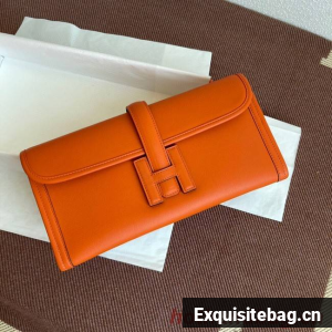 Hermes Original jige swift Leather Clutch 37088 Orange