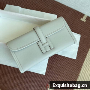 Hermes Original jige swift Leather Clutch 37088 Pearl grey