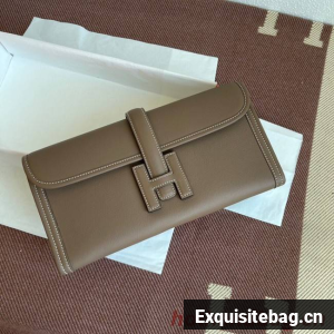 Hermes Original jige swift Leather Clutch 37088 dark gray