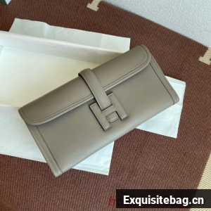 Hermes Original jige swift Leather Clutch 37088 gray