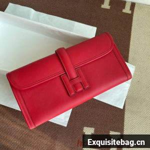 Hermes Original jige swift Leather Clutch 37088 red
