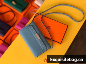 Hermes Original kelly espom leather to go woc Bag H4087 sky blue