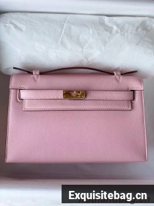 Hermes Original swift Leather KEL2278 pink&gold-Tone Metal
