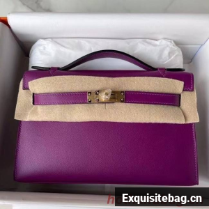 Hermes Original swift Leather KEL2278 purple&gold-Tone Metal