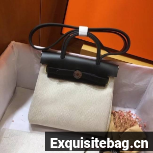 Hermes mini Herbag Original Canvas Leather & Calfskin 45987 Offwhite&Black