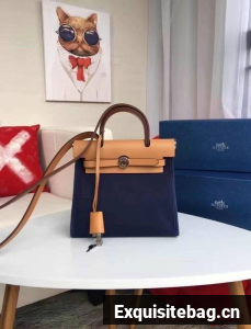 Hermes mini Herbag Original Canvas Leather & Calfskin 45987 Royal&brown