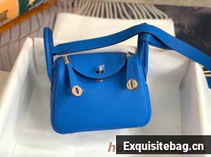 Hermes mini Lindy Original Togo Leather Bag OLD19 Electric blue