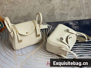 Hermes mini Lindy Original Togo Leather Bag OLD19 Pearl White