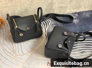 Hermes mini Lindy Original Togo Leather Bag OLD19 black