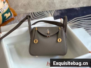 Hermes mini Lindy Original Togo Leather Bag OLD19 dark grey