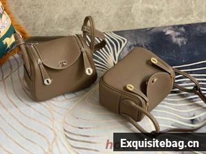 Hermes mini Lindy Original Togo Leather Bag OLD19 grey