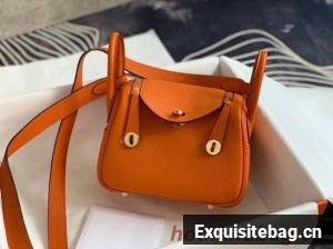 Hermes mini Lindy Original Togo Leather Bag OLD19 orange