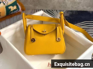 Hermes mini Lindy Original Togo Leather Bag OLD19 yellow
