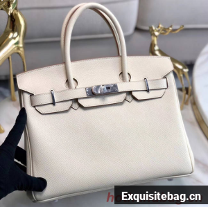 Hermes original Epsom Leather HB35O cream&silver Metal