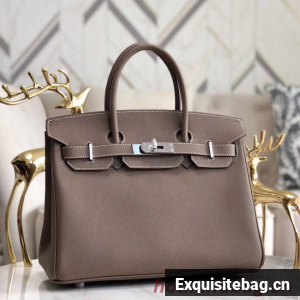 Hermes original Epsom Leather HB35O grey&silver Metal
