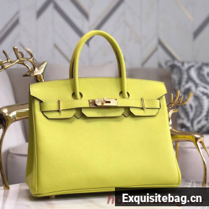Hermes original Epsom Leather HB35O lemon&gold Metal