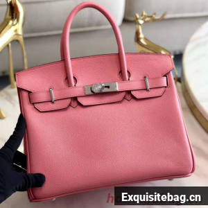 Hermes original Epsom Leather HB35O pink&silver Metal