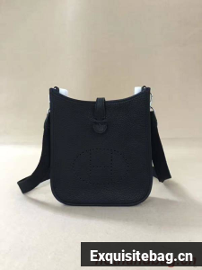 Hermes Evelyne mini 17cm Original Calf Leather Messenger Bag H1187 Black
