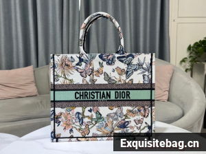 LARGE DIOR BOOK TOTE White Multicolor Toile de Jouy Mexico Embroidery M1286ZES