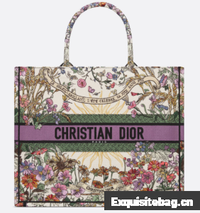 Large Dior Book Tote Ecru Multicolor Dior 4 Saisons Ete Soleil Embroidery M1286ZEBH