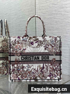 Large Dior Book Tote Ecru Multicolor Dior 4 Saisons Hiver Soleil Embroidery M1286ZE