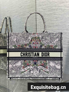Large Dior Book Tote Embroidery with White M1286ZEDX