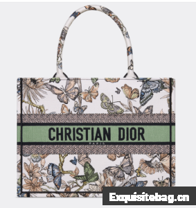 MEDIUM DIOR BOOK TOTE White Multicolor Toile de Jouy Mexico Embroidery M1296ZE
