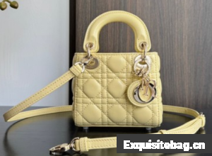MICRO LADY DIOR BAG Yellow Cannage Lambskin S0856O