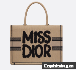 Medium Dior Book Tote Beige and Black Miss Dior Graffiti Embroidery M1296ZEZ