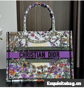 Medium Dior Book Tote Ecru Multicolor Dior 4 Saisons Ete Soleil Embroidery M1296ZEB