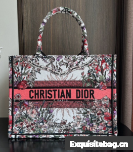Medium Dior Book Tote Ecru Multicolor Dior 4 Saisons Hiver Soleil Embroidery M1296ZEB