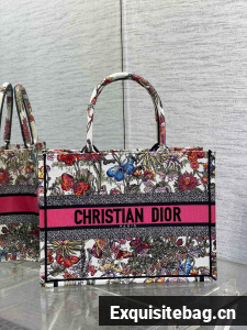 Medium Dior Book Tote White Multicolor Mexico Millefiori Embroidery M1296ZEID