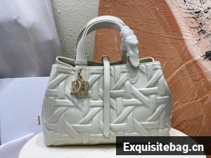 Medium Dior Toujours Bag Rope Graphic Cannage M2821OSIY white