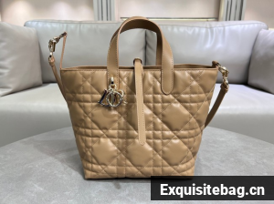 Medium Dior Toujours Vertical Tote Bag Macrocannage Calfskin M2836OSNW Tan
