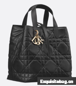 Medium Dior Toujours Vertical Tote Bag Macrocannage Calfskin M2836OSNW black